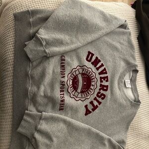 Champion Gray Crewneck with Maroon University Print